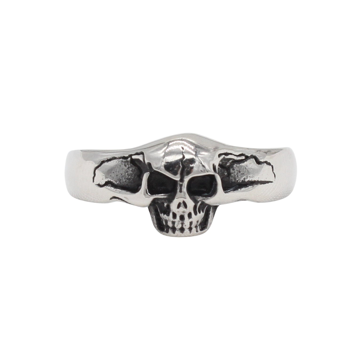 Europäischer und amerikanischer personalisierter Vintage-Totenkopf-Ring aus Titanstahl