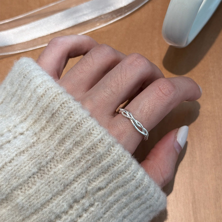 S925 Silber Damenringe, Einzigartiges Design, nicht verblassender, minimalistischer Schmuck