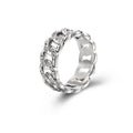 Titanium Steel Cuban-link Ring With Rhinestones