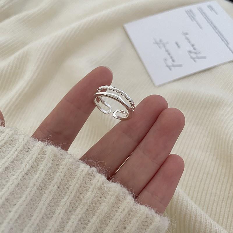 INS-Stil unregelmäßige stapelbare Ringe aus 925er Sterlingsilber für Damen, schlichte, farbechte, vielseitige Fingerringe