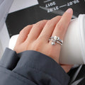 Korean Style 925 Sterling Silver Twisted Chain Ring, Adjustable Open Cuff, Non Tarnish Minimalist Finger Ring