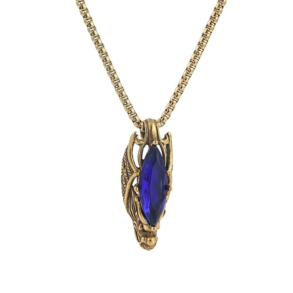 Retro Fashionable Men's Gemstone Dragon Stainless Steel Pendant