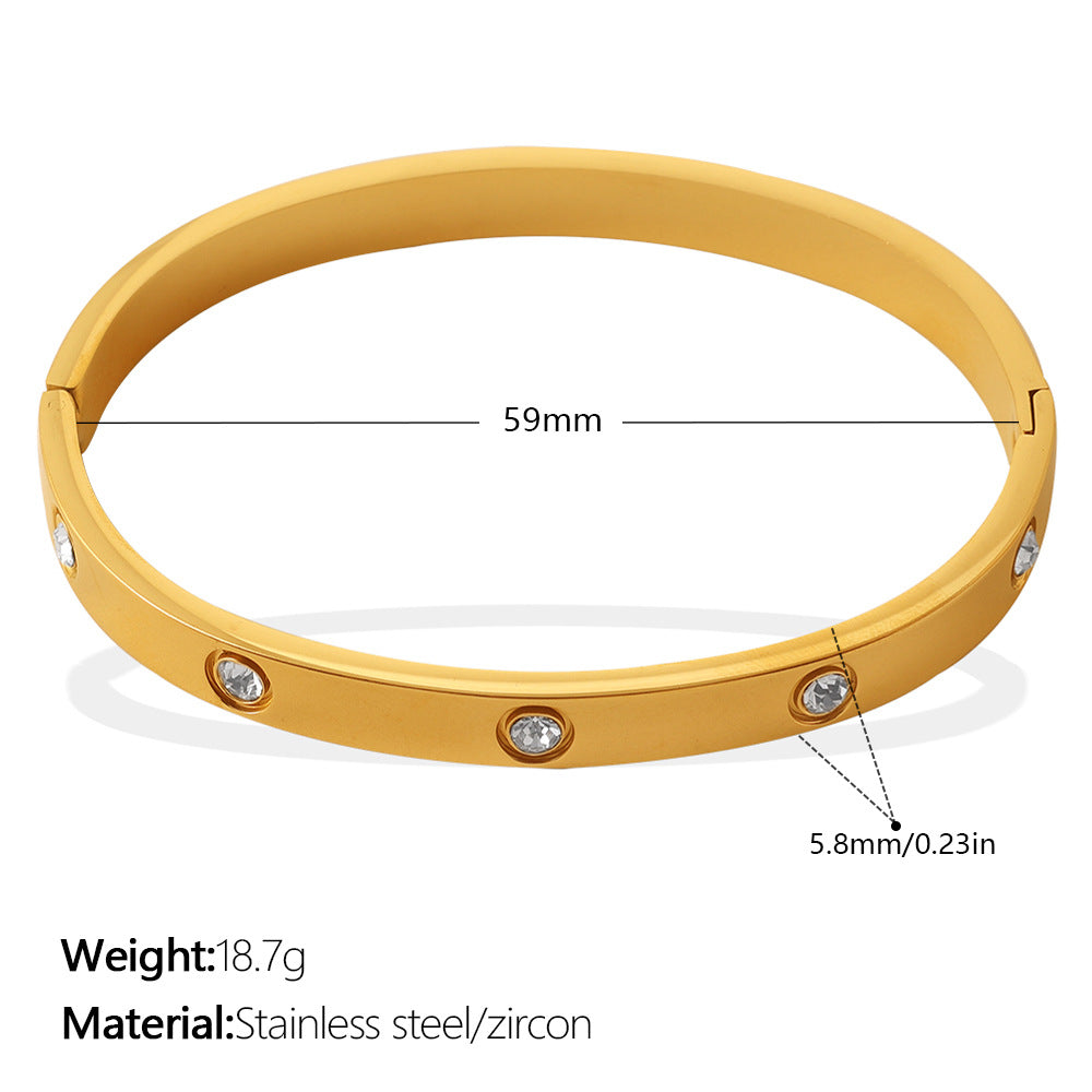 European And American Cross-border Luxury Vintage Colored Diamond Eye-shaped Jewelry With High-end And Niche Design, Stainless Steel Bracelet