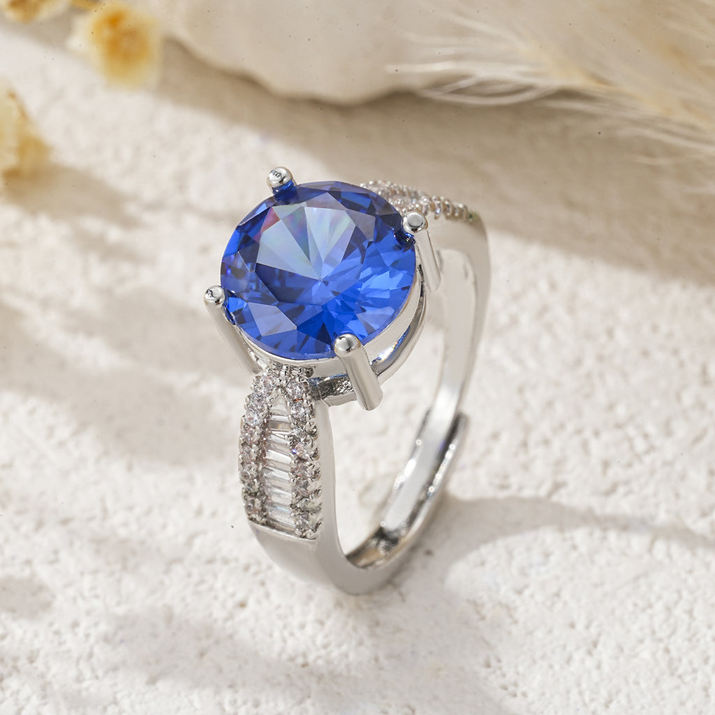 Women's Open Ring With Colorful Zircon