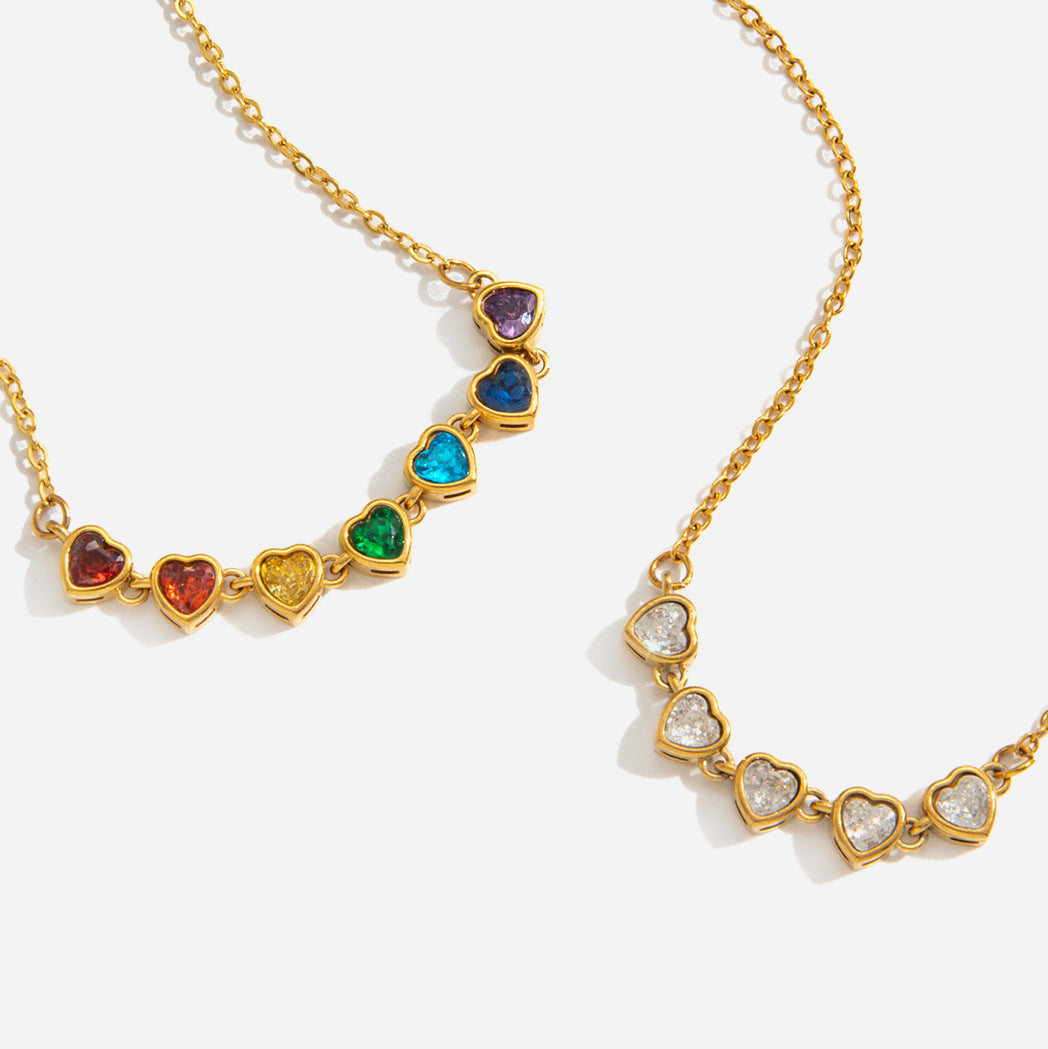 Frühling Sommer Urlaub Schmuck Titanstahl Bunte Zirkon Halskette Leichter Luxus
