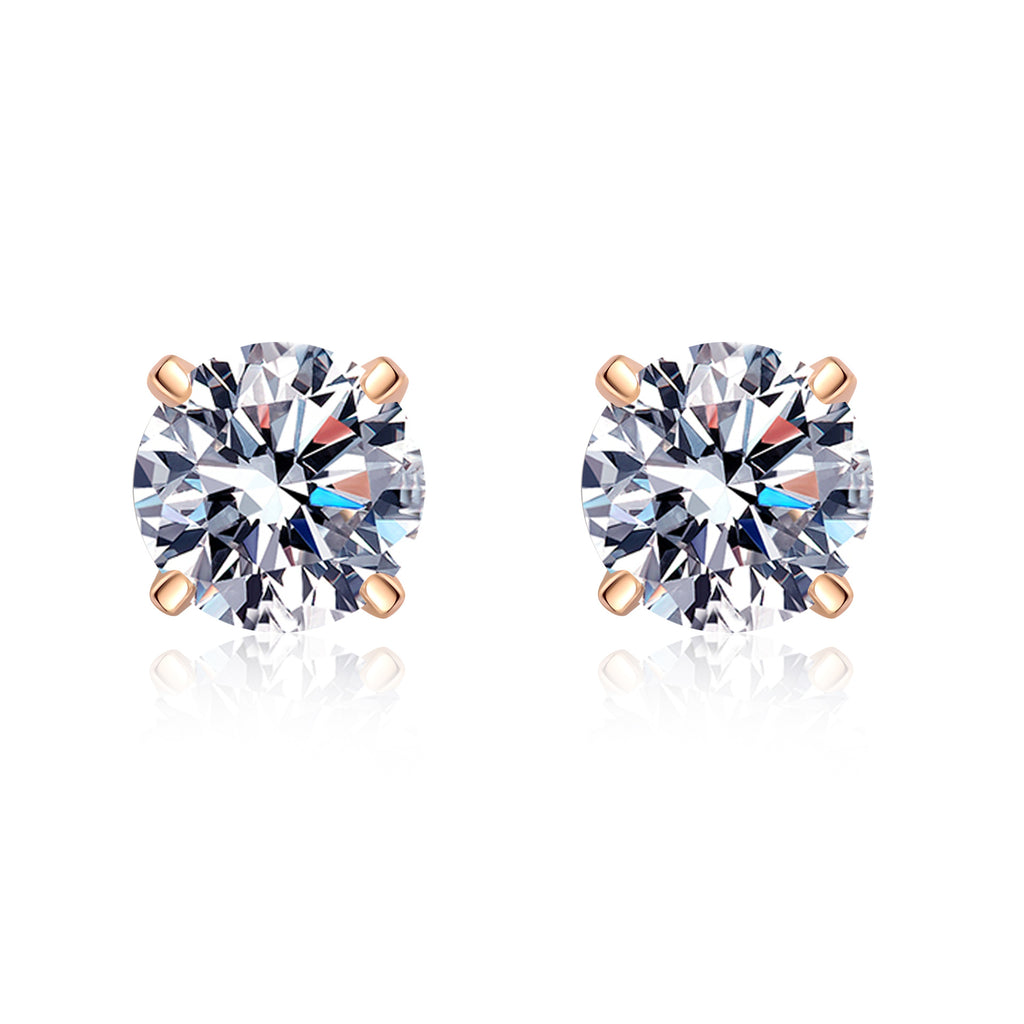 S925 Sterling Silver Four-Claw Champagne Gold Earrings