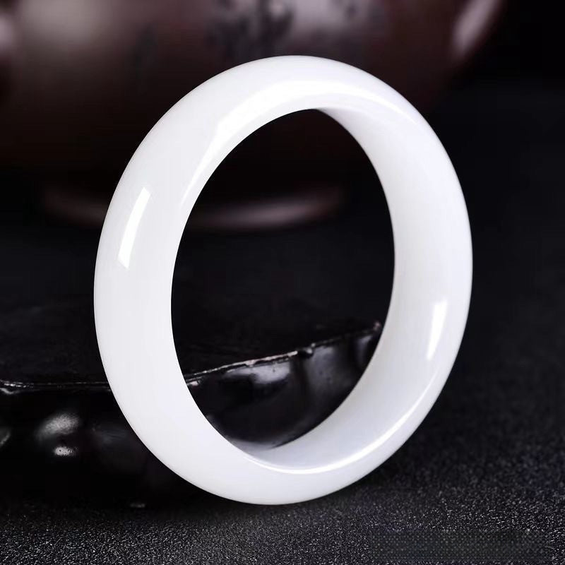 Natural Xinjiang Mutton-fat Grade White Jade Bracelet, Hetian