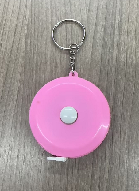 Automatic retractable measuring ruler-round-with keychain-Nordic pink-ABS-1.5m-1 piece