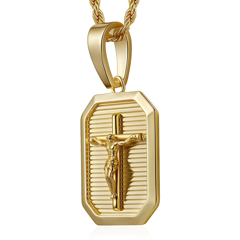 Niche Cross Necklace 18k Gold-plated High-end Cross Pendant Square Design