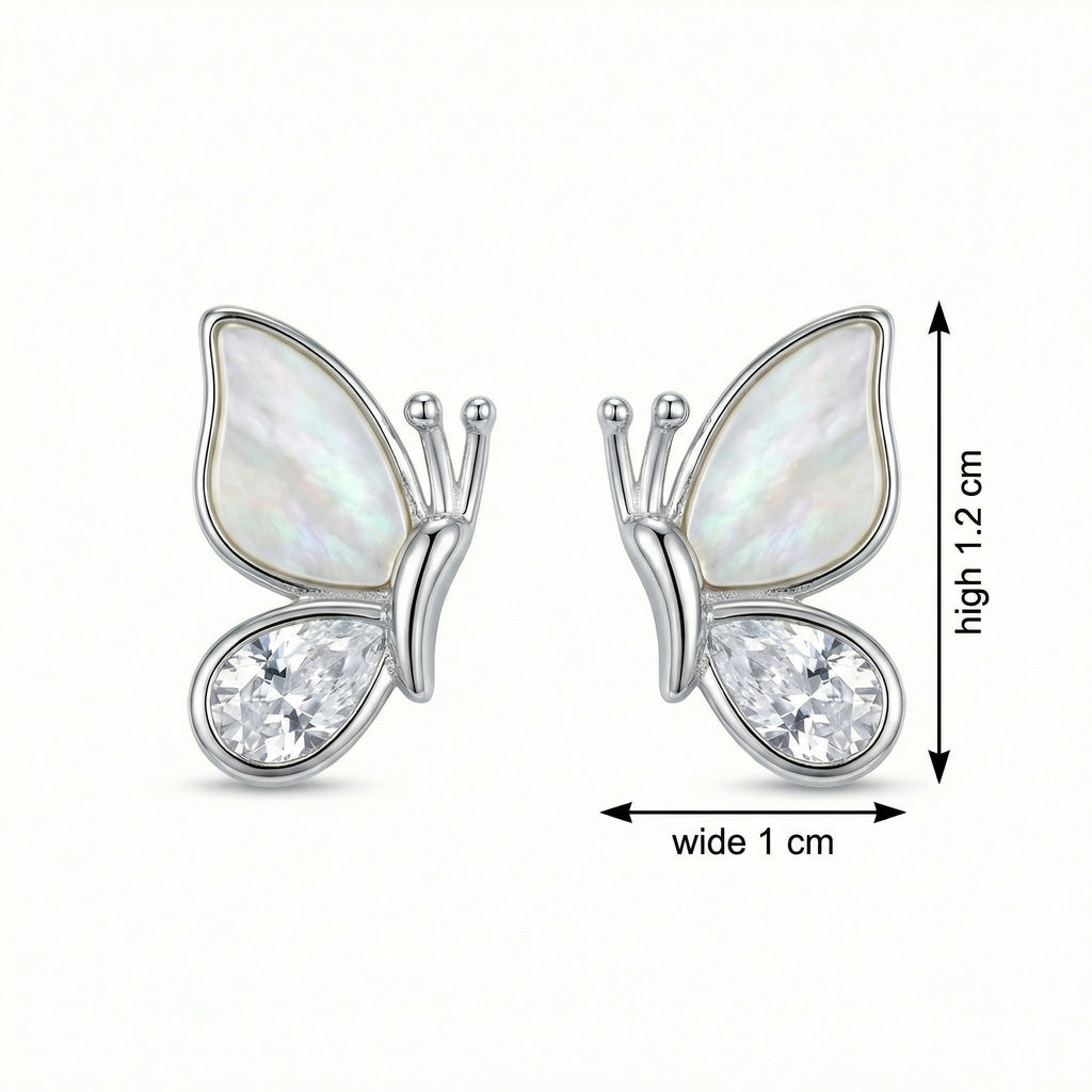 Ohrstecker Elegante Schmetterlinge aus 925er Sterlingsilber mit schillernden Einlagen und funkelnden Kristallen