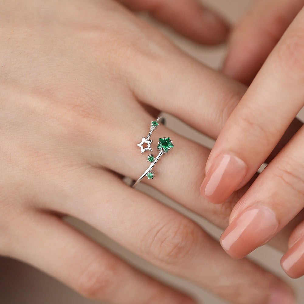 Sternenmädchen Sterlingsilber Nische All-Match Verstellbarer Ring