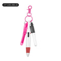 Kugelschreiber-Set – mit Schlüsselanhänger – Vierfarbstift + schwarzer Marker + Textmarker in Rosé – 1 Set