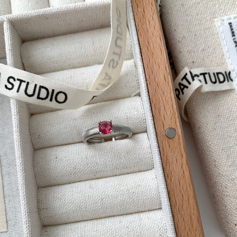 Farbiger Diamant-Inlay Ring für Frauen, verstellbar, minimalistischer cooler Stil, modische Paarringe