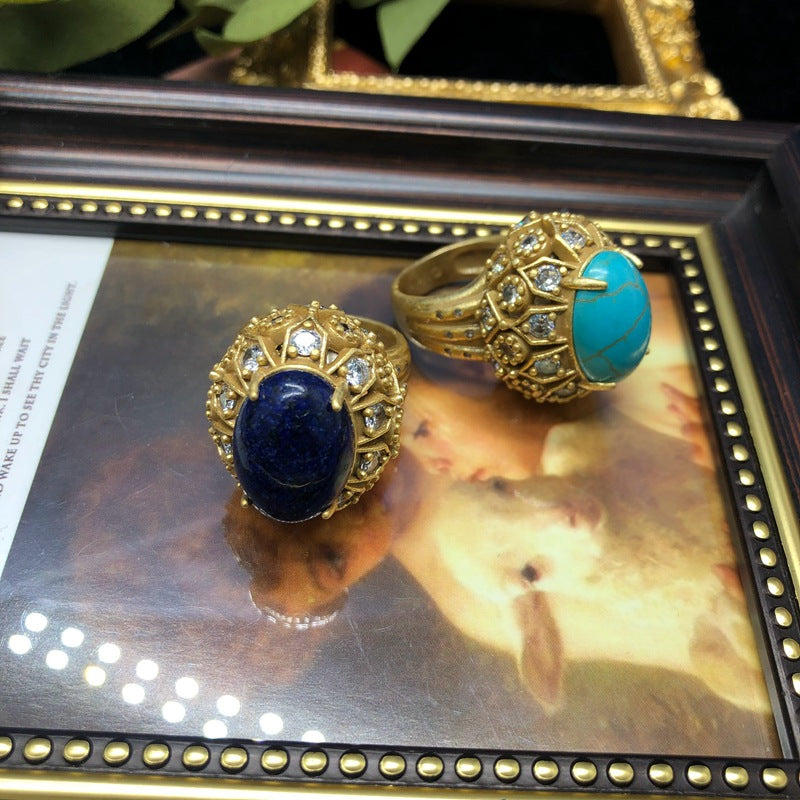Retro Luxe Lapislazuli-Türkisring