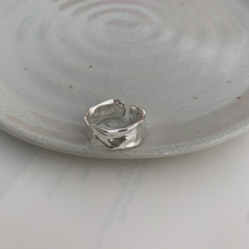 Minimalistischer 925er Silber verdrehter Ketten-Offenring, vintage verstellbares Manschettenband, koreanischer Modeschmuck für Frauen