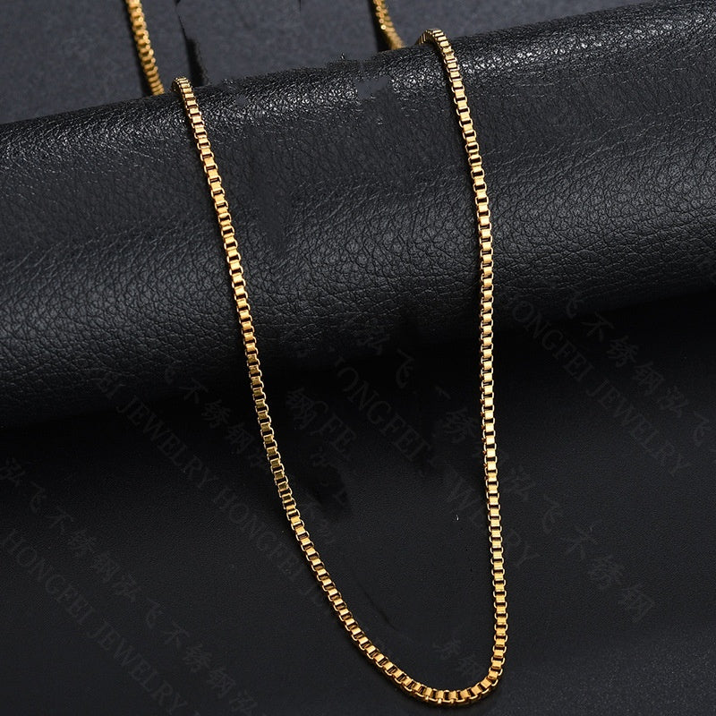 Simple Pendant-Free Necklace Titanium Steel Box Chain Necklace For Women