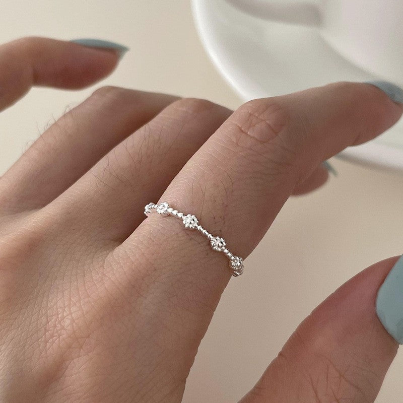 Trendiges unregelmäßiges 925er Sterlingsilber Ring-Set für Frauen, anlaufbeständiger minimalistischer INS Ästhetik schlichter Band, vielseitiger Alltagsschmuck