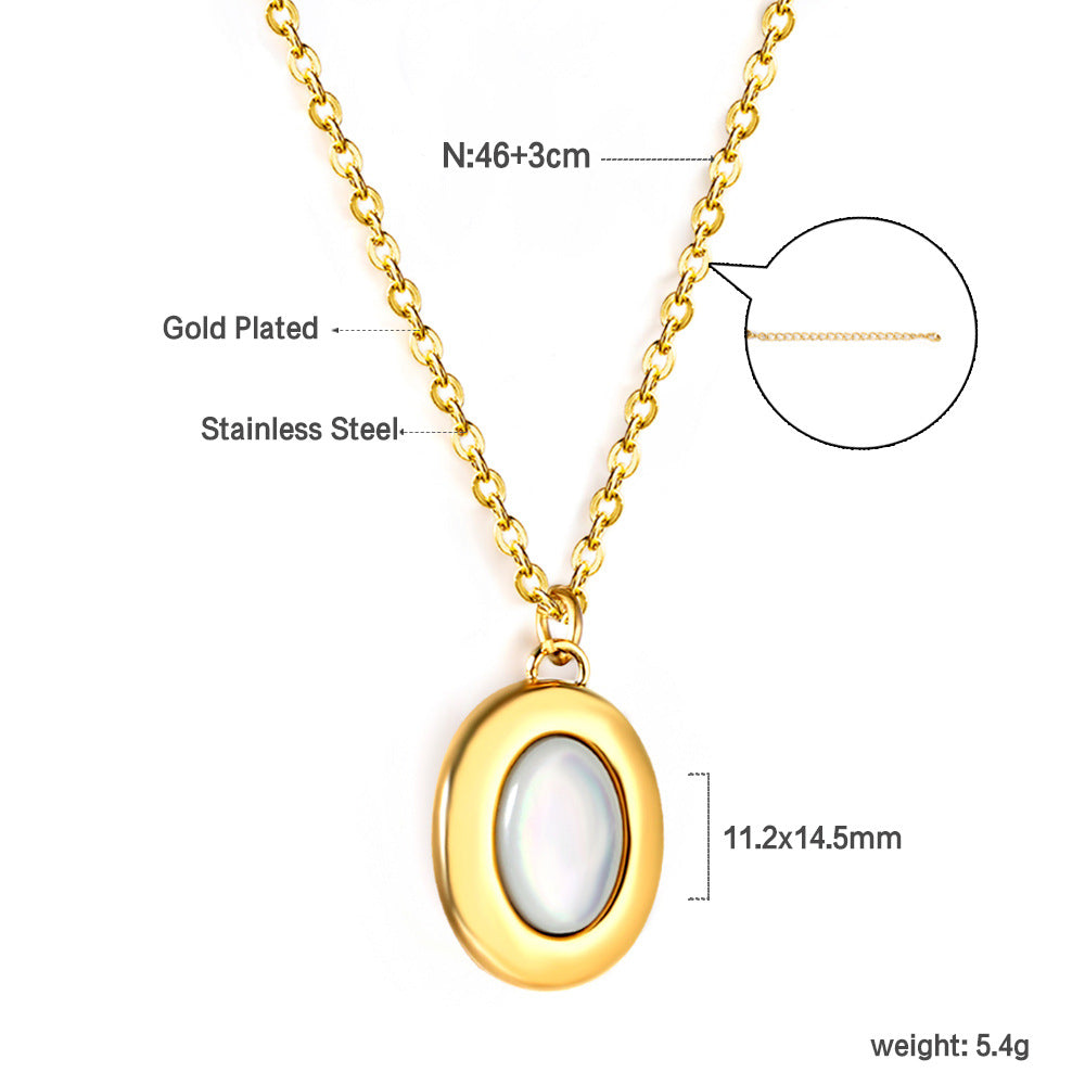 Gold-plated Stainless Steel White Shell Jewelry