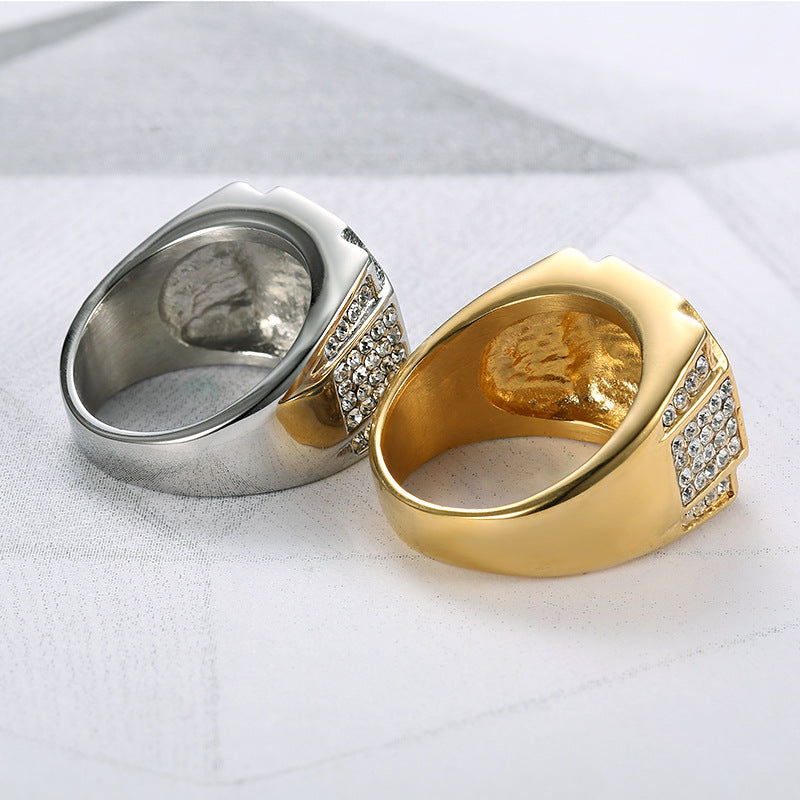 Full-Crystal Luxury Hip-Hop Men's Ring