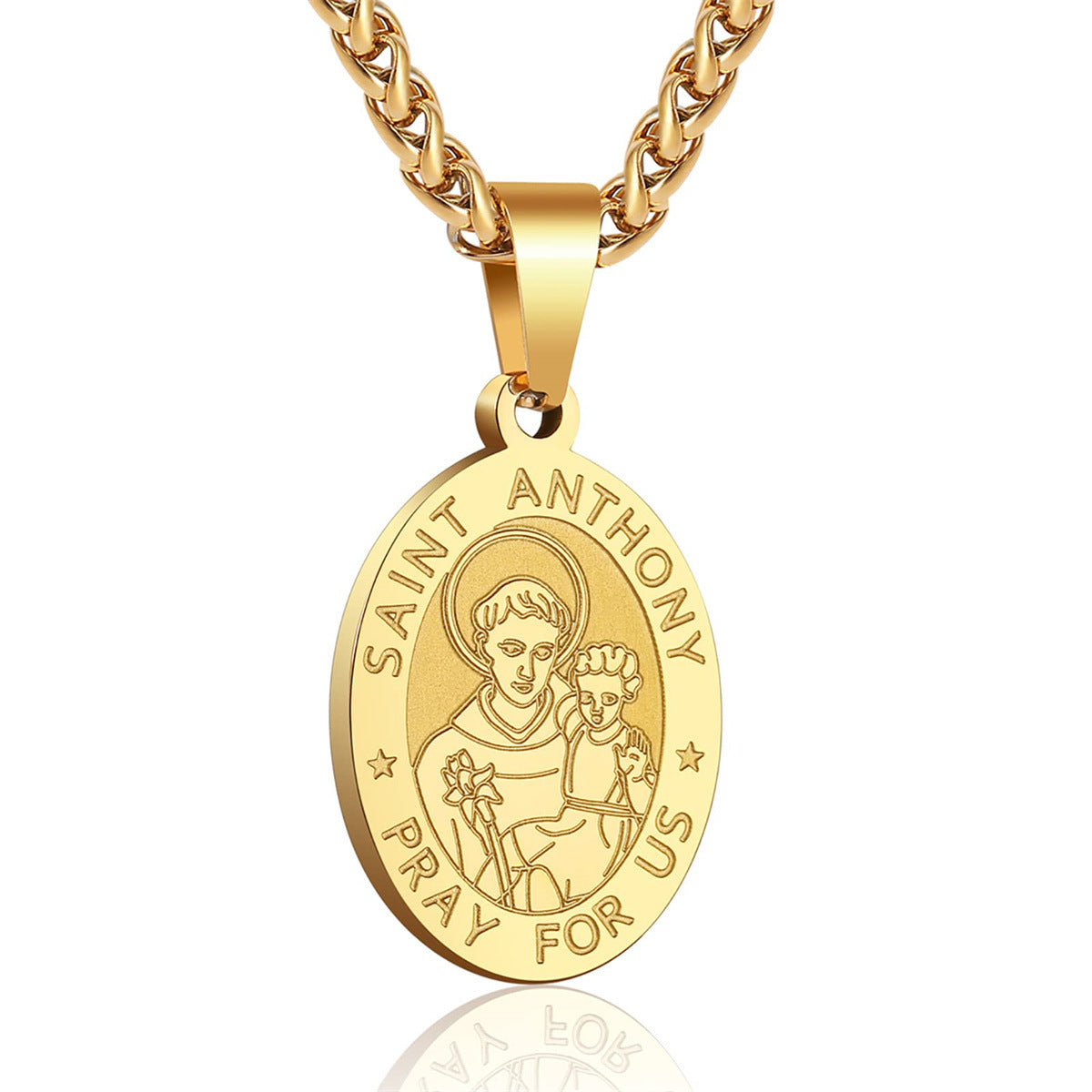 Double-Sided Portrait Medal Cross Stainless Steel Pendant Necklace For Men And Women