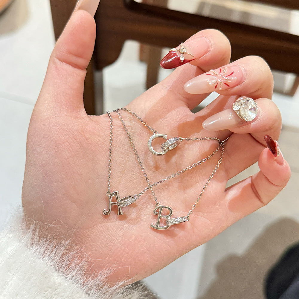 26-Letter Diamond-Embedded Unique Design Necklace For Women