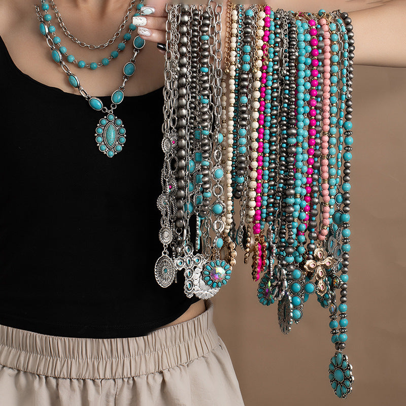 Fashionable Retro Ethnic Style Turquoise Necklace