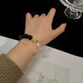Natural Crystal Bracelet With Black Onyx Lucky Beads