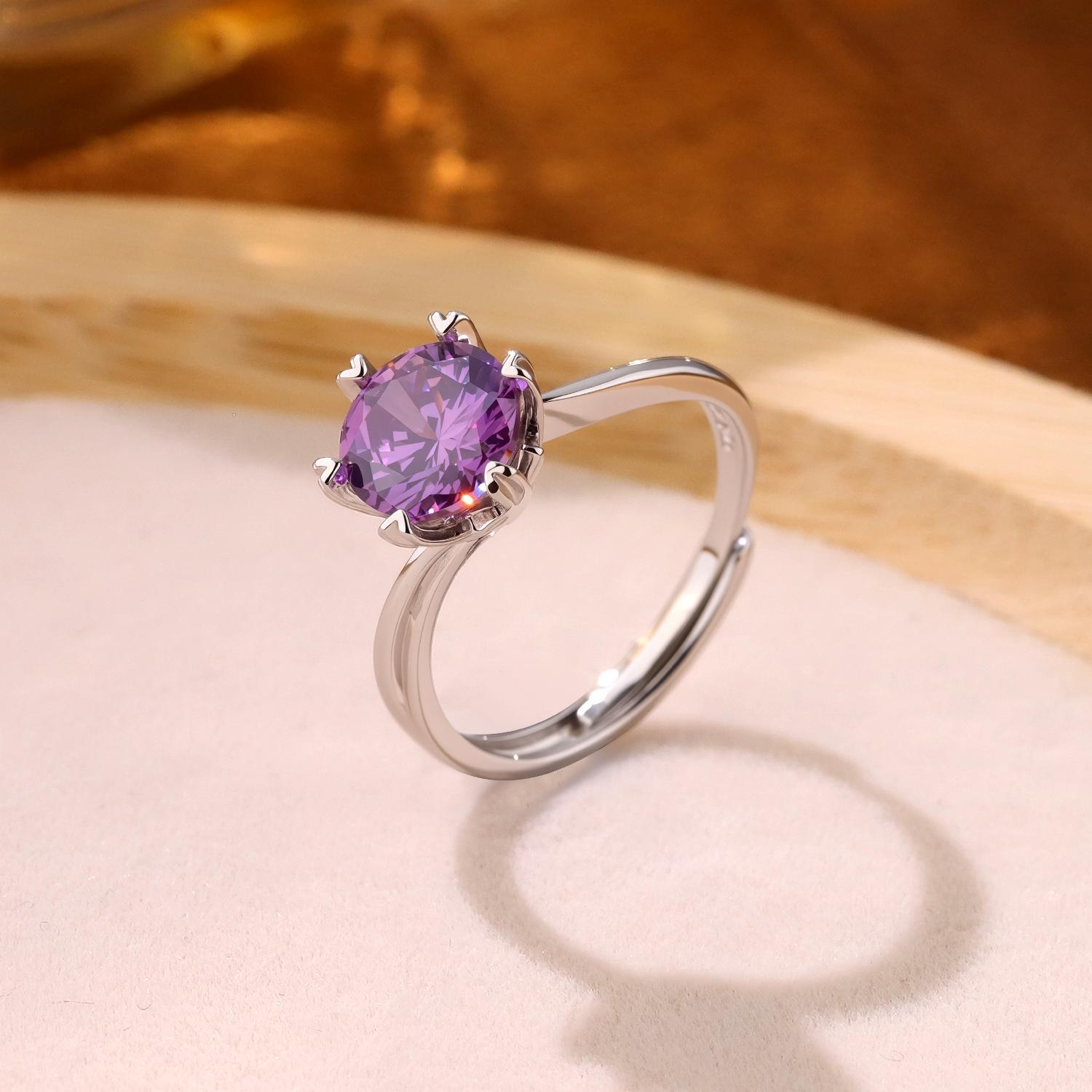 Schlichter und vielseitiger 2-Karat Designer Ring mit sechs Krallen und gedrehter Fassung für Damen