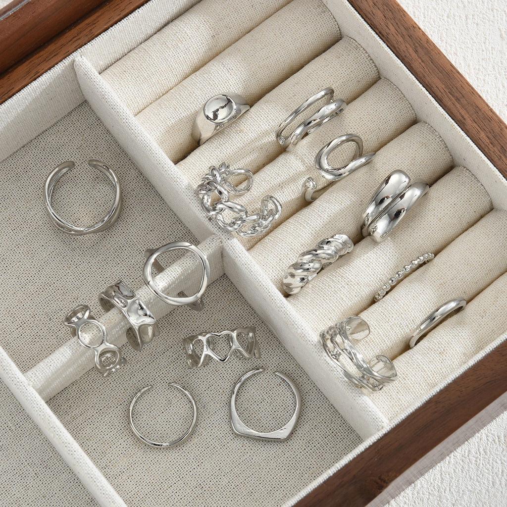 Niche-style Geometric Hollowed-out Heart Open-ring Jewelry