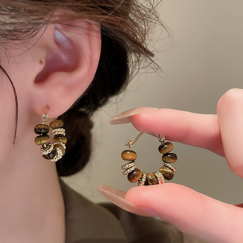 Handgefertigte Maillard-Ästhetik Ohrringe, Unregelmäßige Silberfarbene Braune Harz Kreis Ohrstecker, Retro Minimalistischer Geometrischer Ohrschmuck, Einzigartiges Geschenk für Frauen
