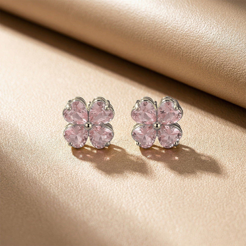 Light Luxury Fashionable Versatile New Diamond-Encrusted Four-Leaf Clover Necklace For Women