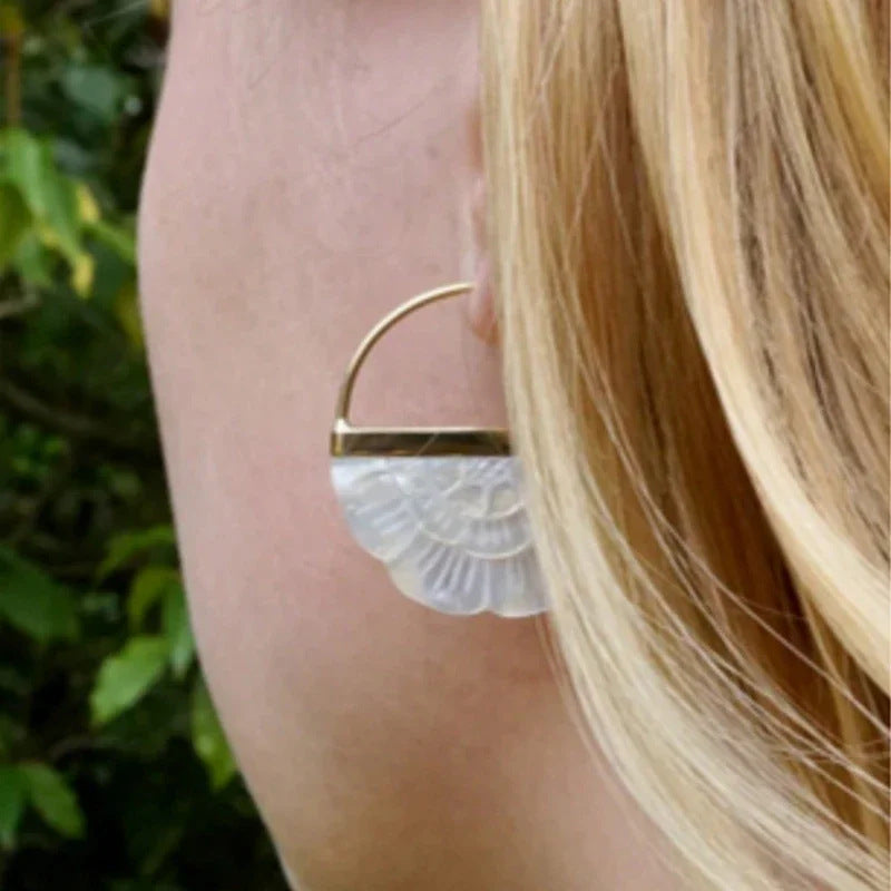 Simple Retro Fan-Shaped Womens Earrings