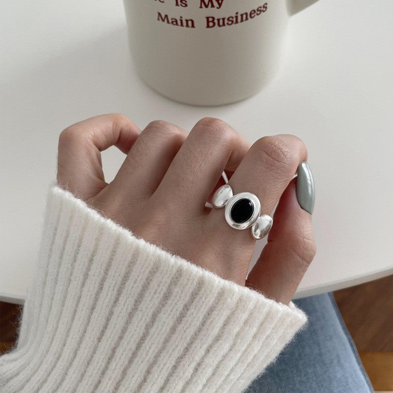Trendiges unregelmäßiges 925er Sterlingsilber Ring-Set für Frauen, anlaufbeständiger minimalistischer INS Ästhetik schlichter Band, vielseitiger Alltagsschmuck