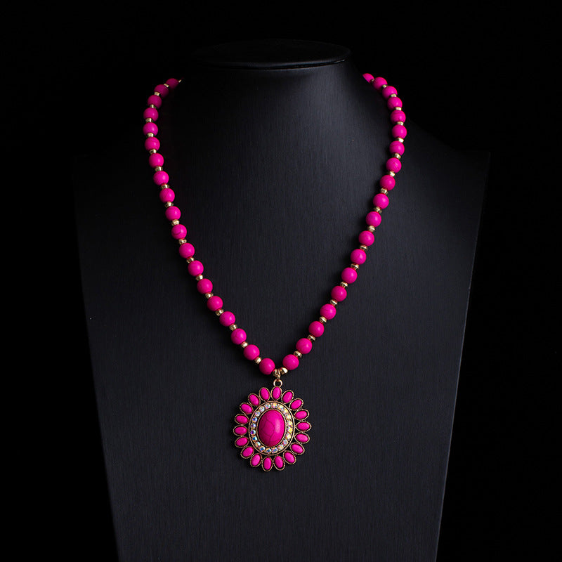 Fashionable Retro Ethnic Style Turquoise Necklace