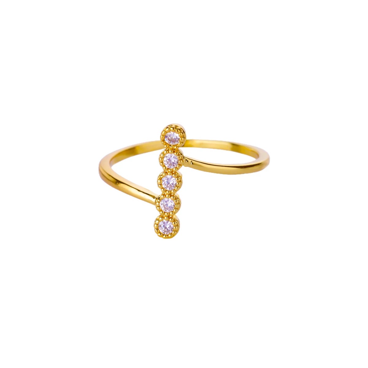 18 Karat vergoldeter Ring, ausgefallen und einzigartig, mit Diamantbesatz
