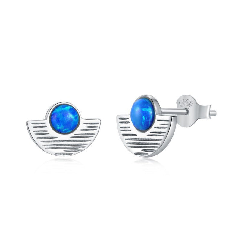 S925 Sterling-Silber-Opal-Ohrringe für Damen im Nischen-Designstil