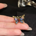 Vintage Butterfly Ring With Moonstone, Antique Gold Plated Adjustable Statement Ring For Women