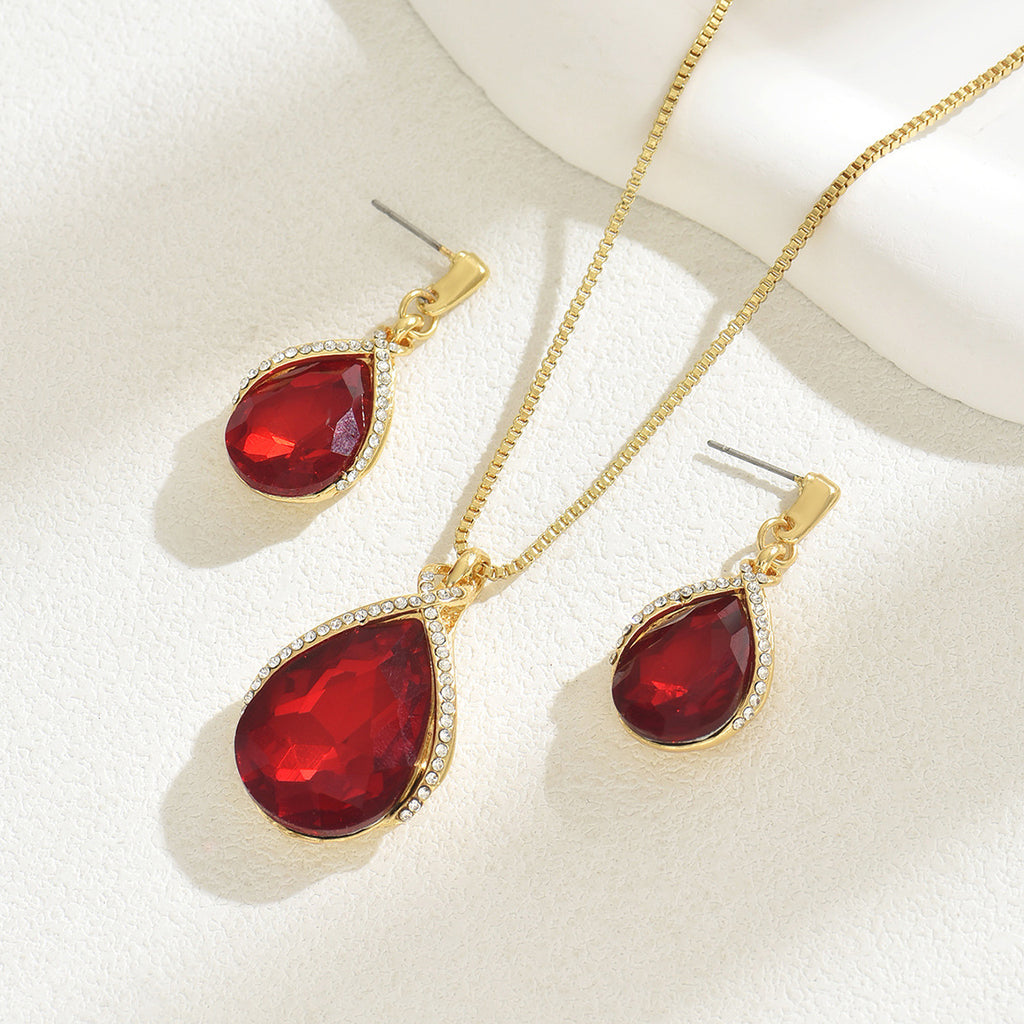 INS Geometric Sweet Japanese-Korean Style Womens Necklace And Earrings Set