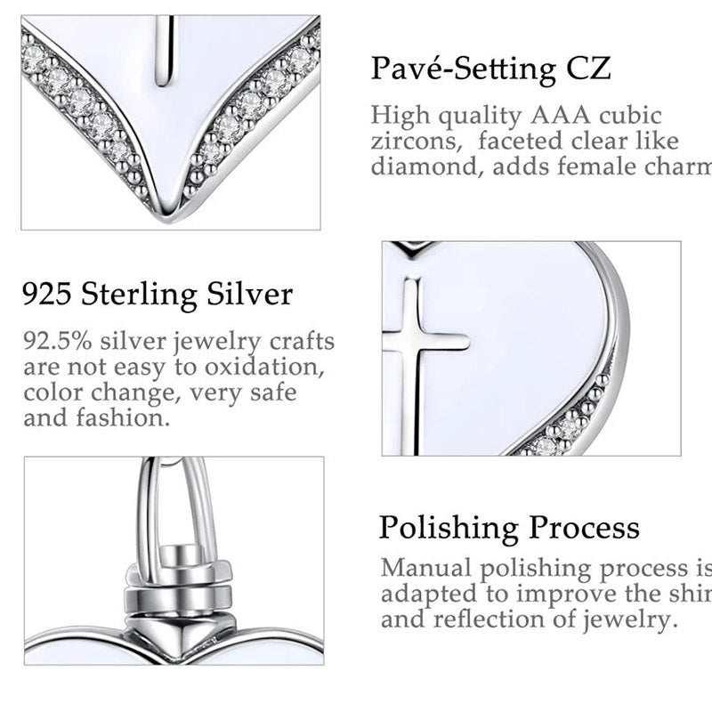Cross Diamond Heart-Shaped Cremation Necklace