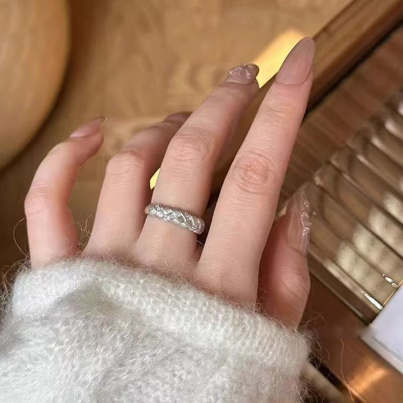 Niche Mondstein Schwarz & Weiß Paarringe für Herren & Damen, Vintage Luxus Verstellbarer Offener Band