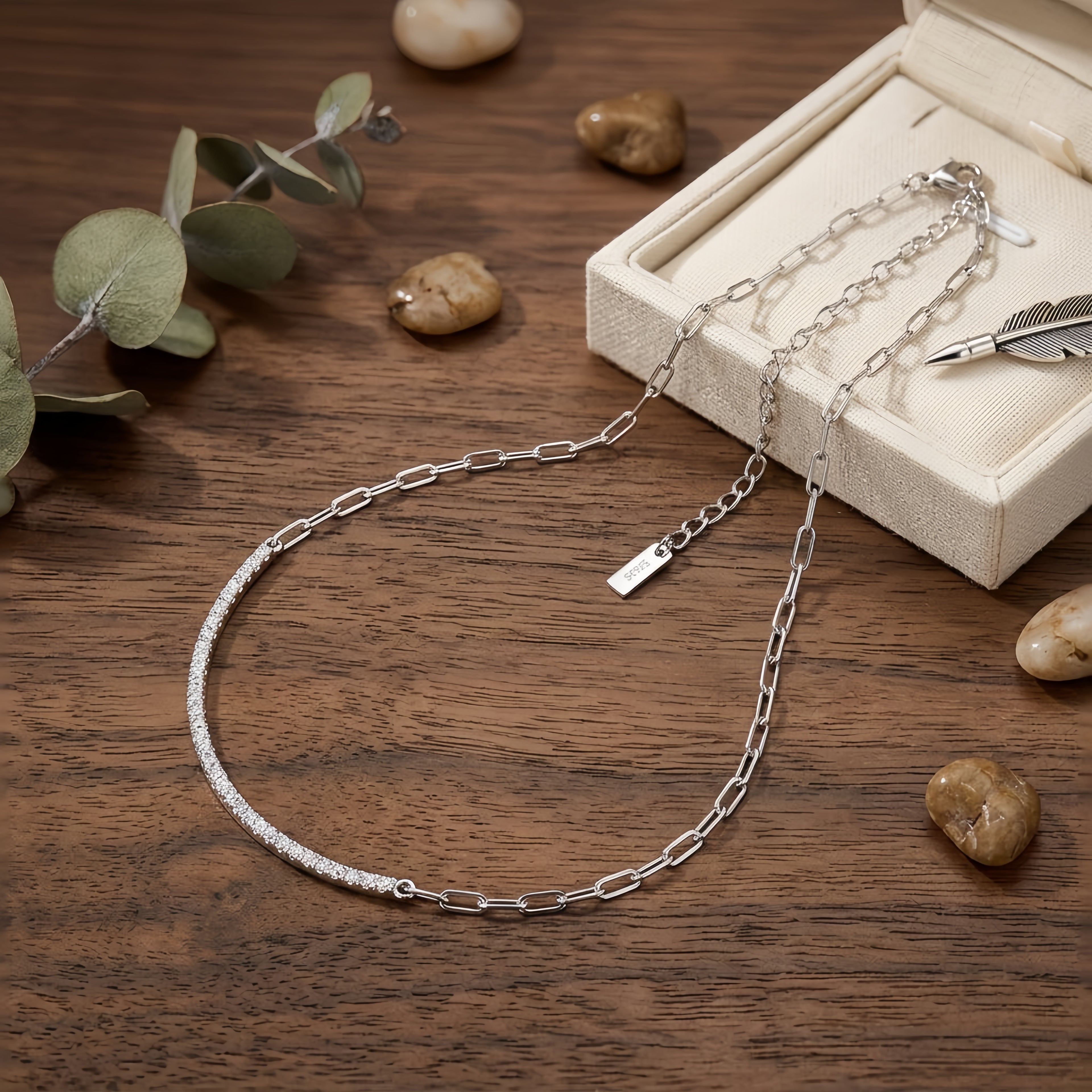 925 Sterling Silver Elegant Minimalist  Chain Necklace with Delicate Pendant Charm