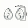 925 Sterling Silver Minimalist Polished Silver Teardrop Stud Earrings with Sculptural Wave Detail