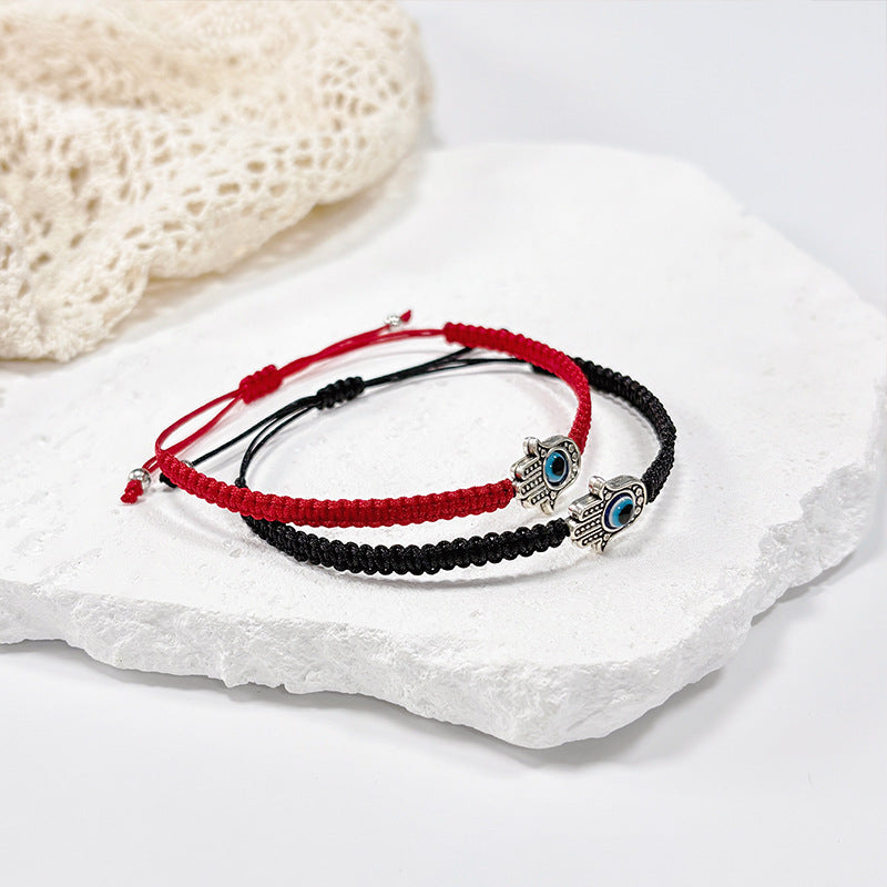 Handgestricktes Seil Glückliches Rote-Schnur-Perlenarmband