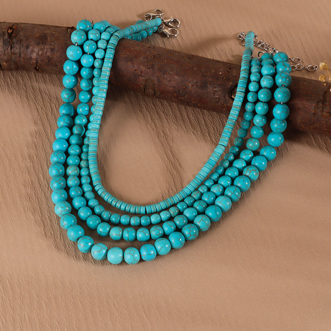 Simple Retro Turquoise Round Bead Necklace