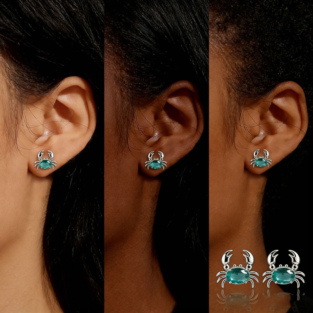 Women's Cute Crab Earrings Silver Color