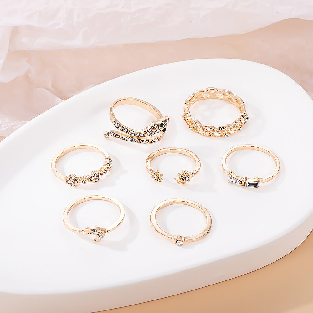 Damen hohler Mond schlangenförmiger Ringsatz