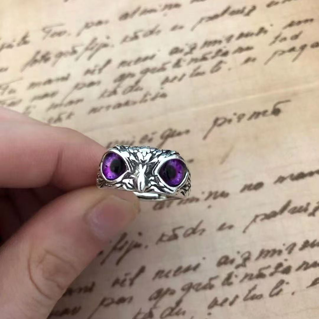 Vintage Eulenring für Damen und Herren, kreative Persönlichkeit, verstellbarer offener Ring