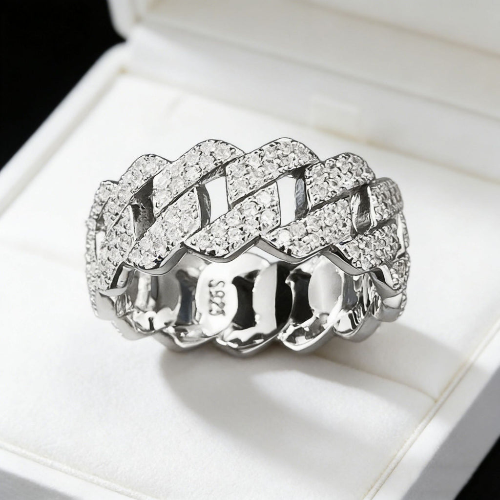 S925 Silver Ring Clasp With Cubic Zirconia Quadrilateral Shape