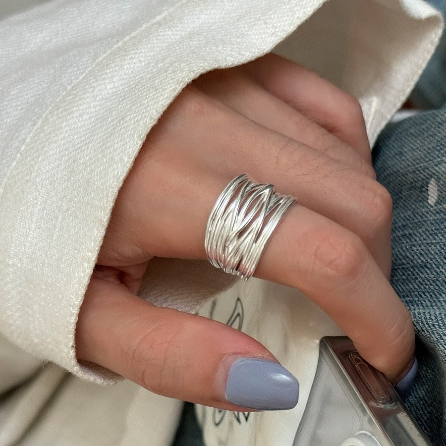 S925 Silber Damenringe, Einzigartiges Design, nicht verblassender, minimalistischer Schmuck