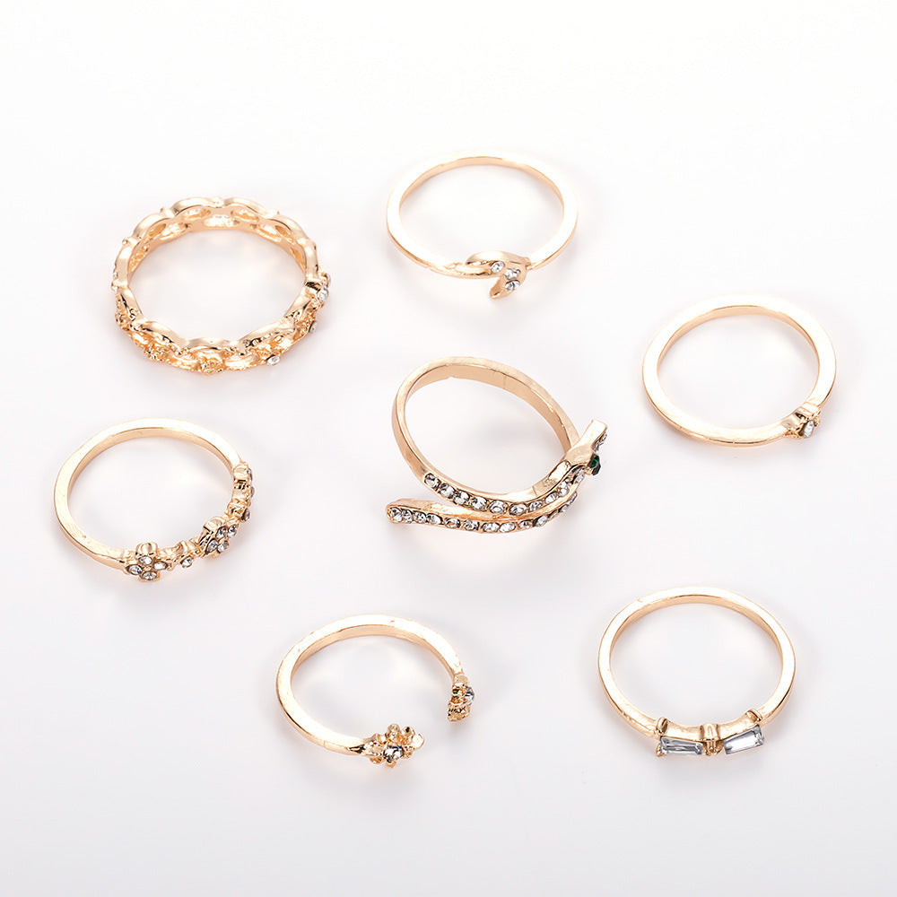 Damen hohler Mond schlangenförmiger Ringsatz